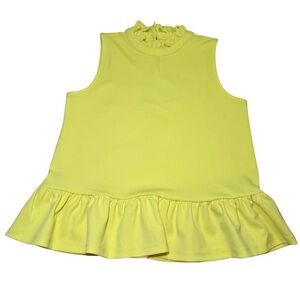 Ann Taylor Womens Yellow Sleeveless Ruffled Bottom Neck Size XS Business Casual